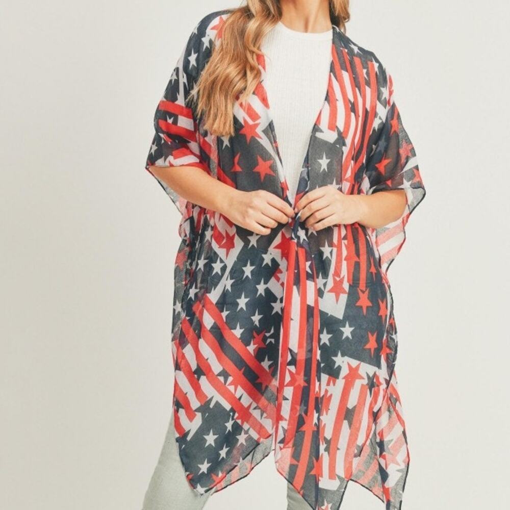 American Flag Kimono Wrap — Patriotic Cover-Up